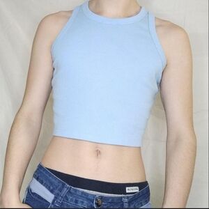 Y2k Sky Blue Cropped Tank Top